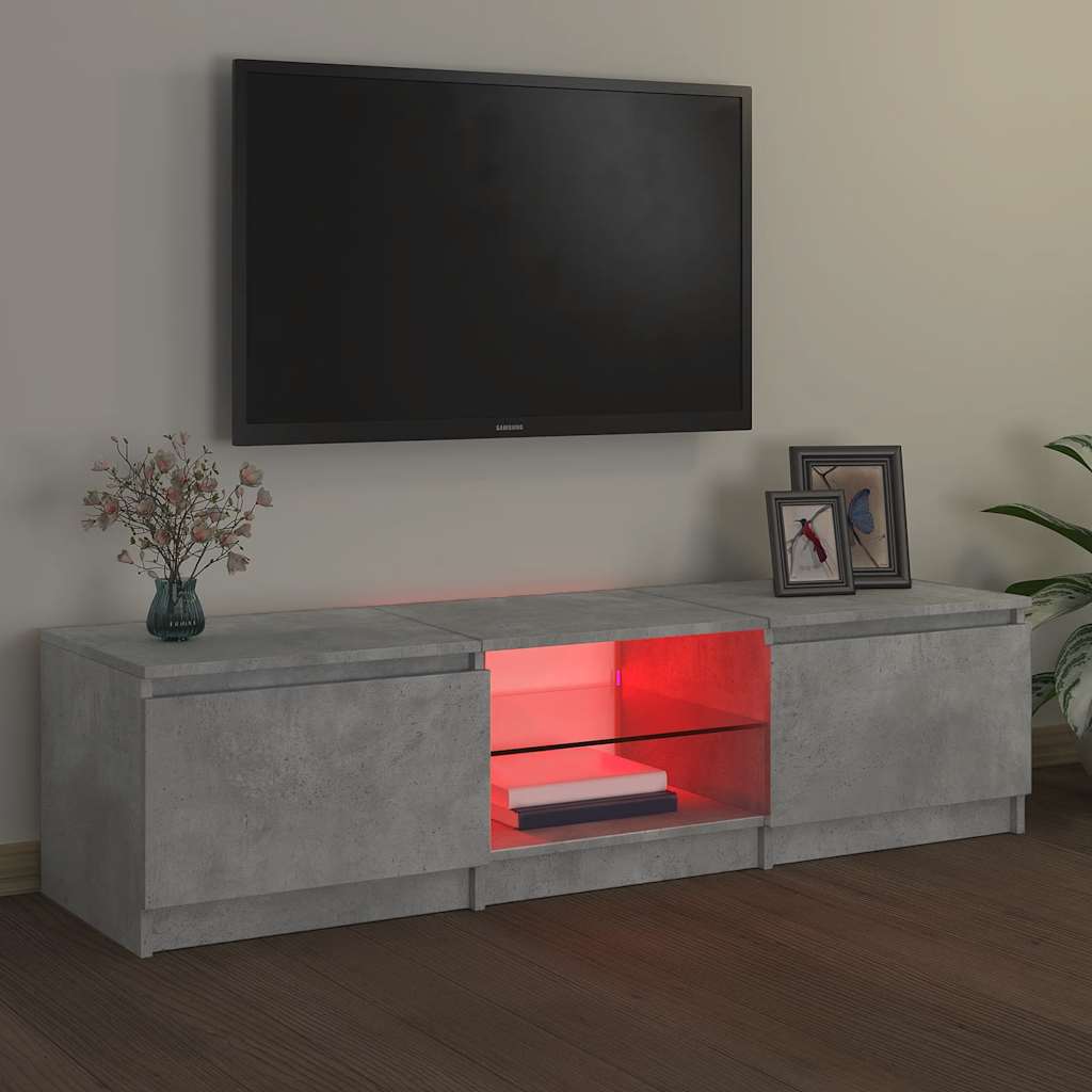 Meuble TV avec lumières LED gris béton 140x40x36 cm - XIOS