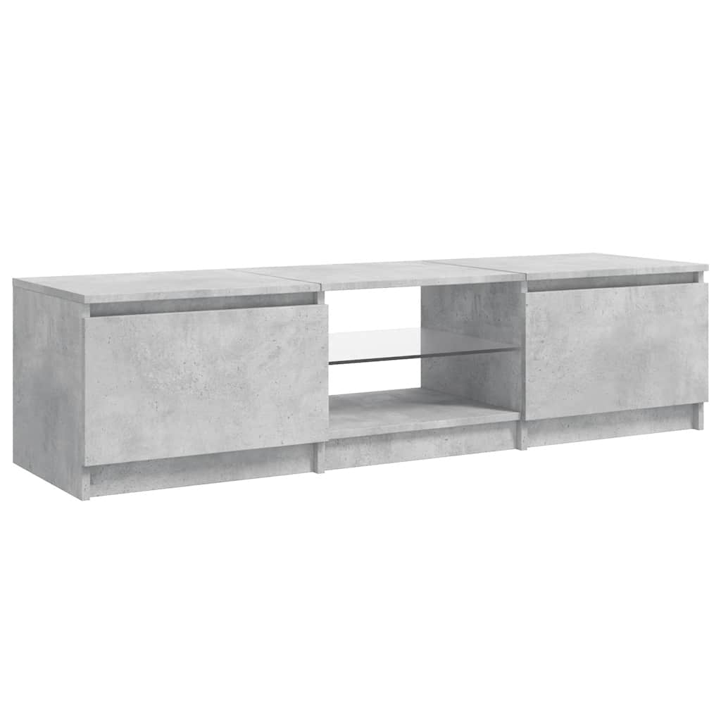 Meuble TV avec lumières LED gris béton 140x40x36 cm - XIOS