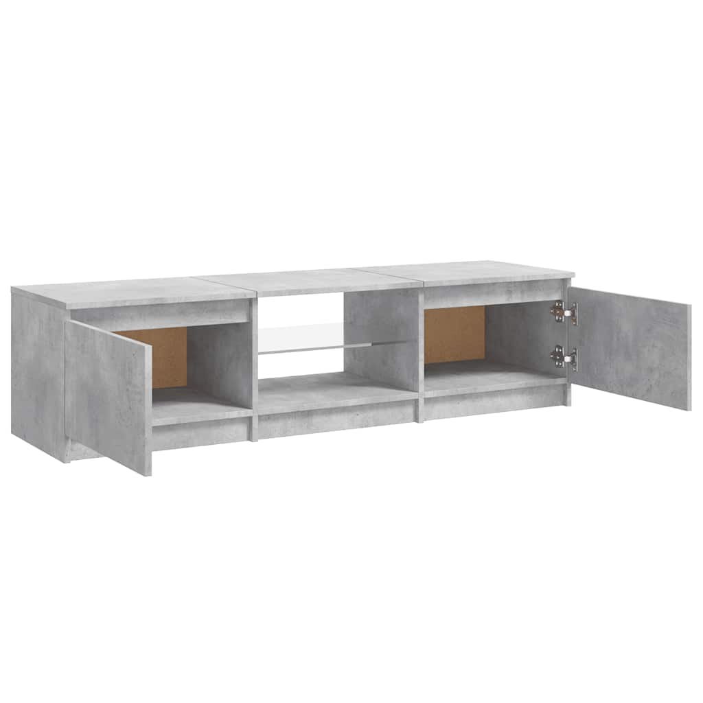 Meuble TV avec lumières LED gris béton 140x40x36 cm - XIOS