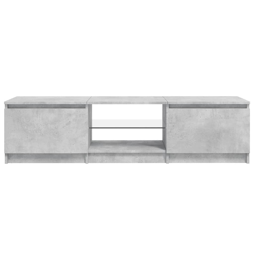 Meuble TV avec lumières LED gris béton 140x40x36 cm - XIOS