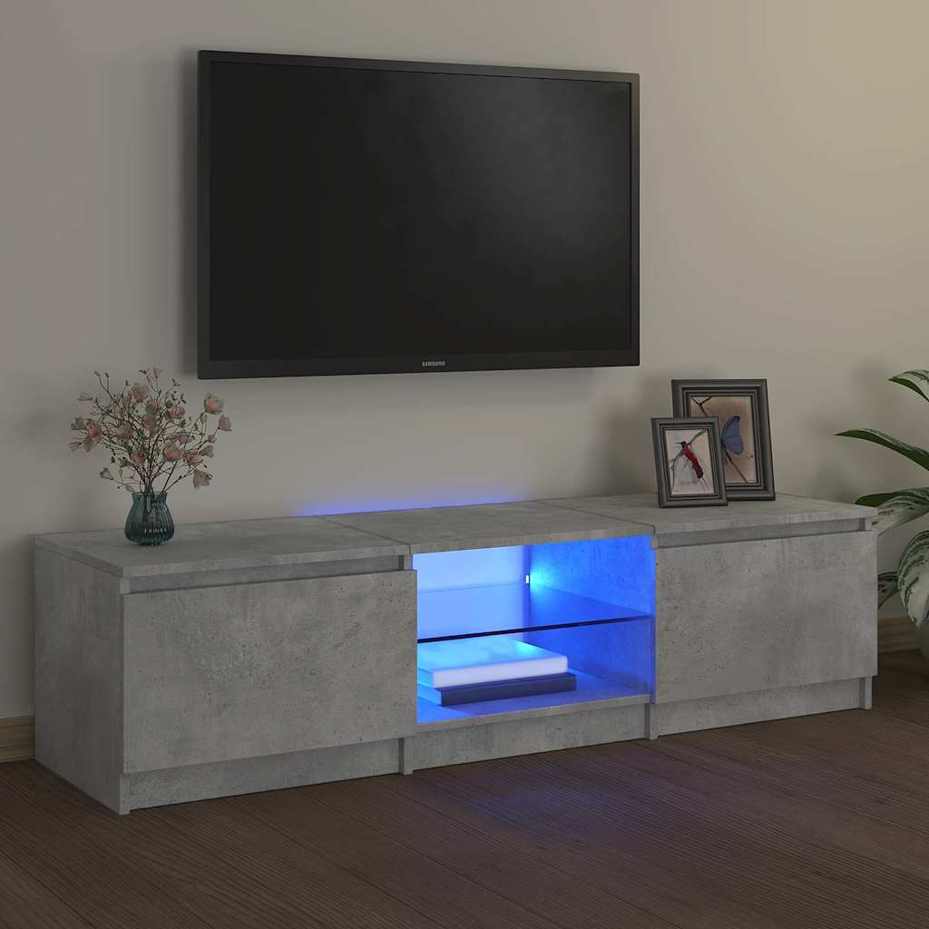 Meuble TV avec lumières LED gris béton 140x40x36 cm - XIOS