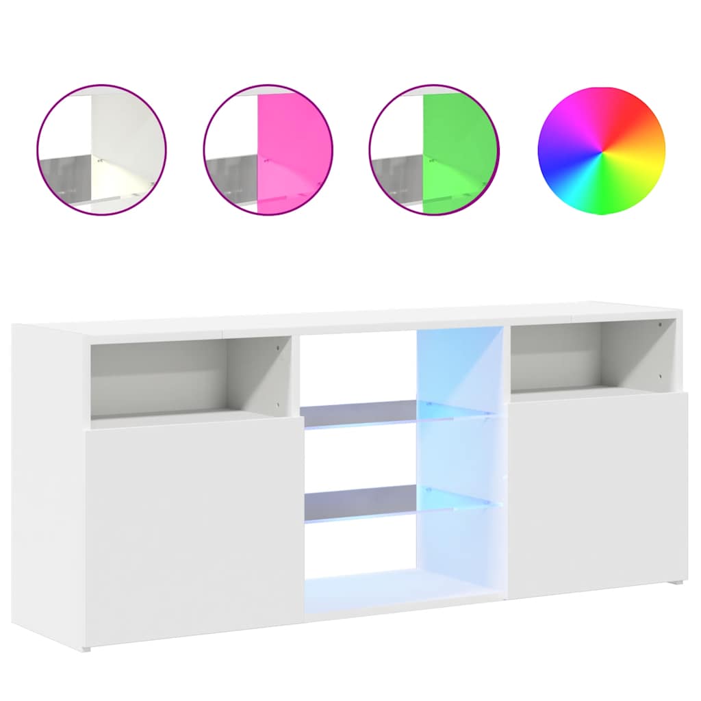 Meuble TV avec lumières LED blanc 120x30x50 cm - XIOS