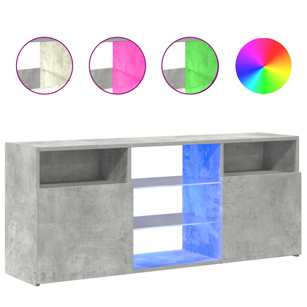 Meuble TV avec lumières LED gris béton 120x30x50 cm - XIOS
