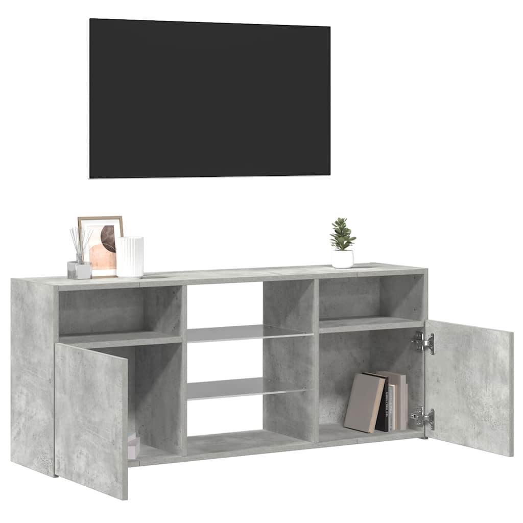 Meuble TV avec lumières LED gris béton 120x30x50 cm - XIOS