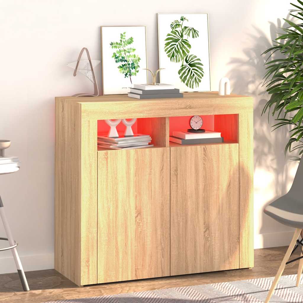 Buffet avec lumières LED chêne sonoma 80x35x75 cm - XIOS