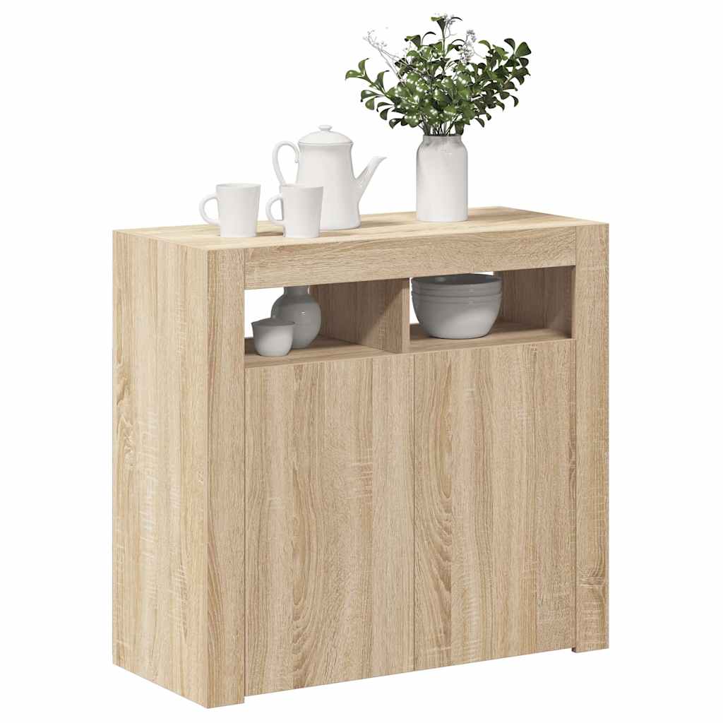 Buffet avec lumières LED chêne sonoma 80x35x75 cm - XIOS