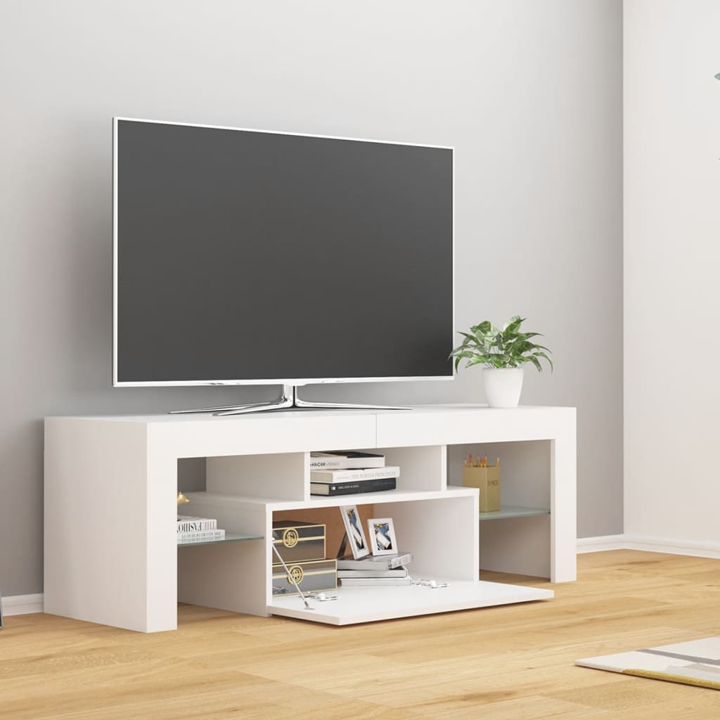 Meuble TV avec lumières LED Blanc 120x35x40 cm Meubles TV vidaXL