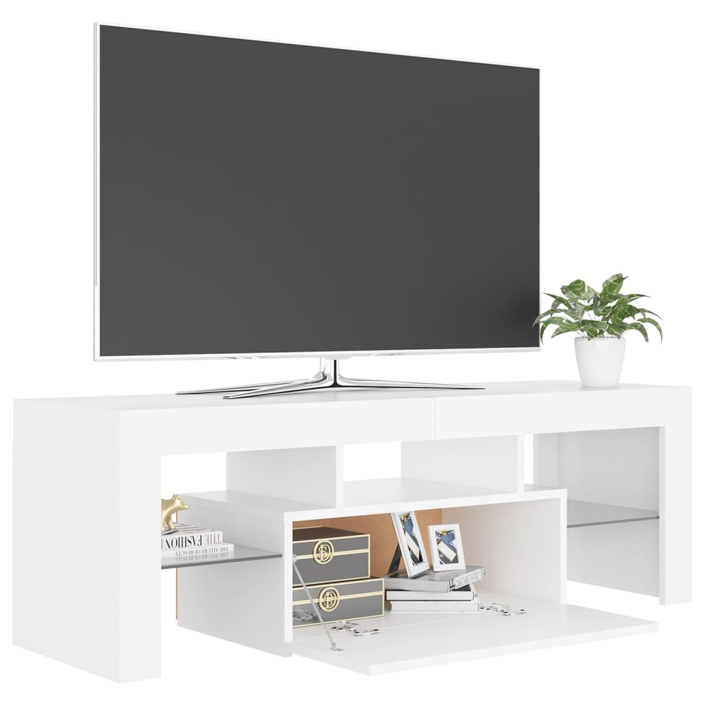 Meuble TV avec lumières LED Blanc 120x35x40 cm Meubles TV vidaXL
