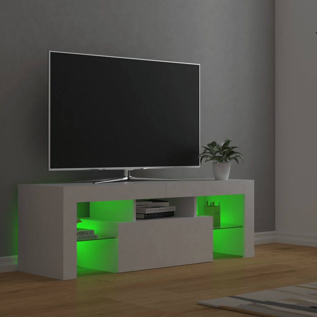 Meuble TV avec lumières LED Blanc 120x35x40 cm Meubles TV vidaXL