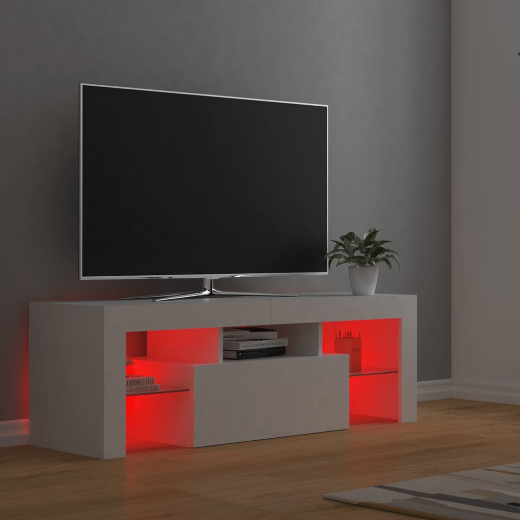 Meuble TV avec lumières LED Blanc 120x35x40 cm Meubles TV vidaXL