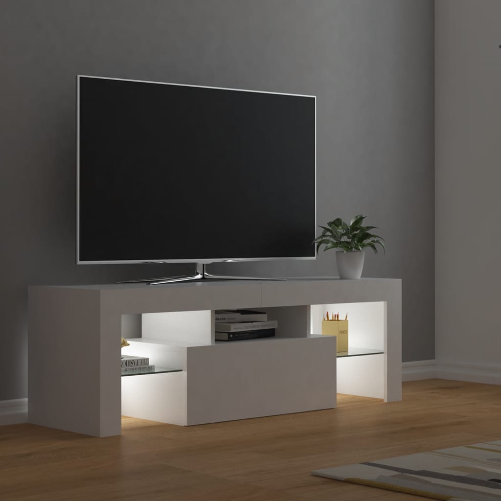 Meuble TV avec lumières LED Blanc 120x35x40 cm Meubles TV vidaXL