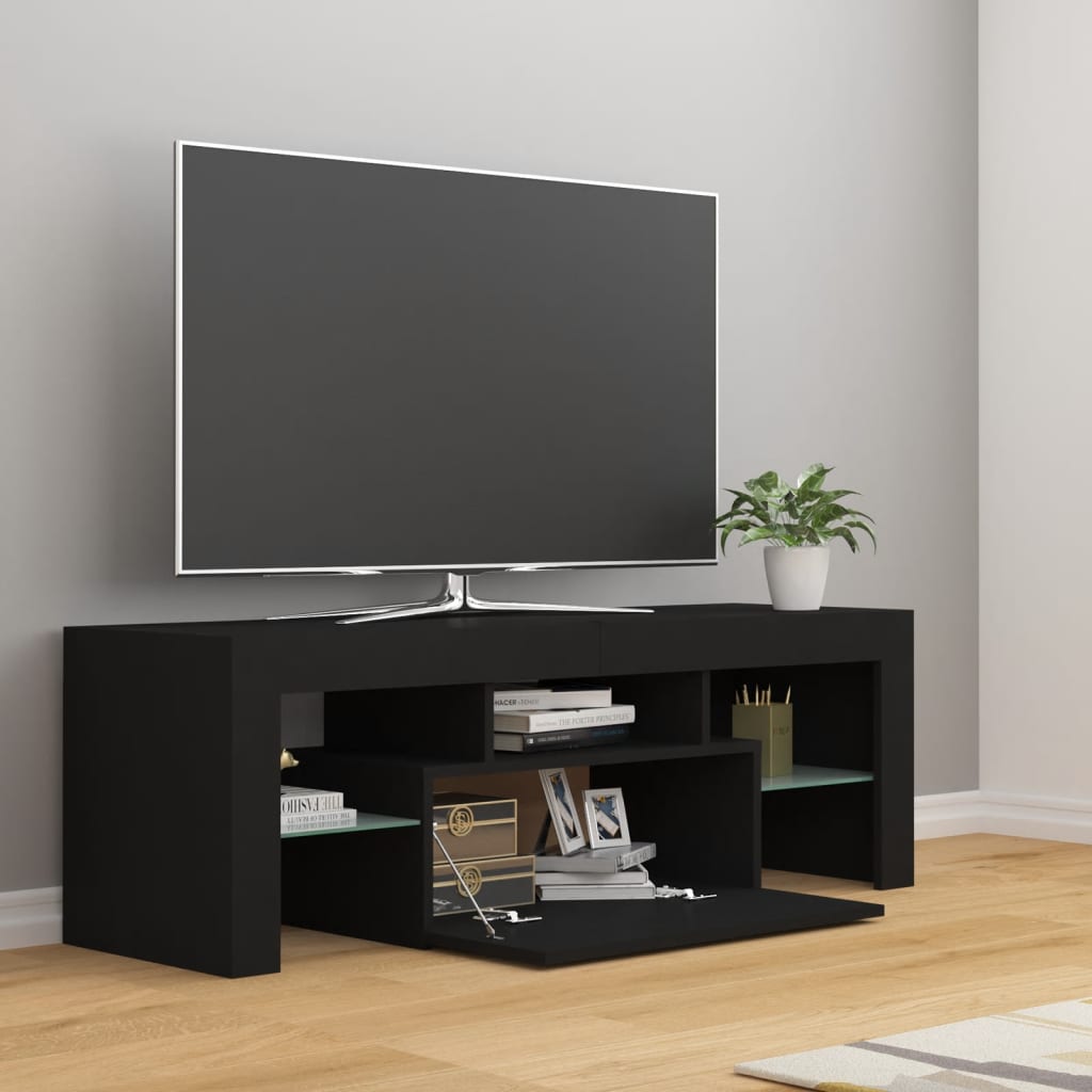 Meuble TV avec lumières LED noir 120x35x40 cm Meubles TV vidaXL   