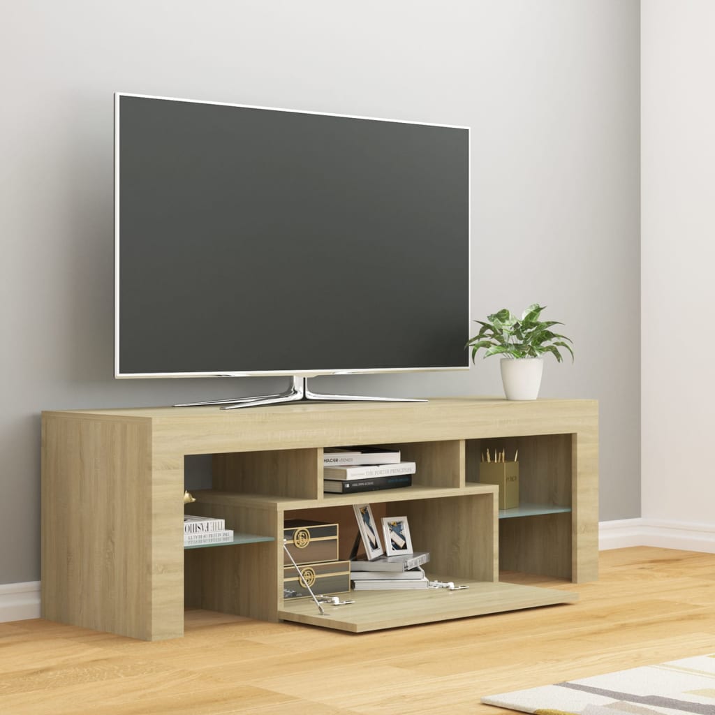 Meuble TV avec lumières LED chêne sonoma 120x35x40 cm Meubles TV vidaXL   