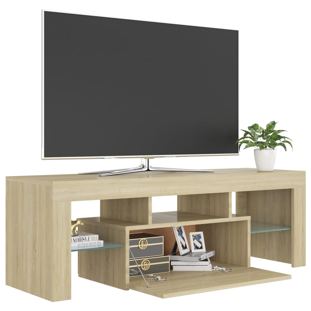 Meuble TV avec lumières LED chêne sonoma 120x35x40 cm Meubles TV vidaXL   