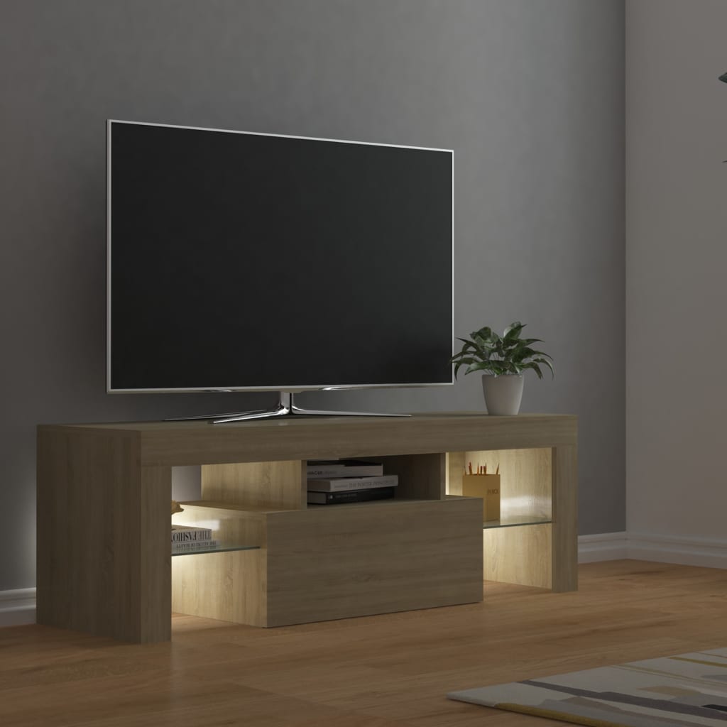 Meuble TV avec lumières LED chêne sonoma 120x35x40 cm Meubles TV vidaXL   