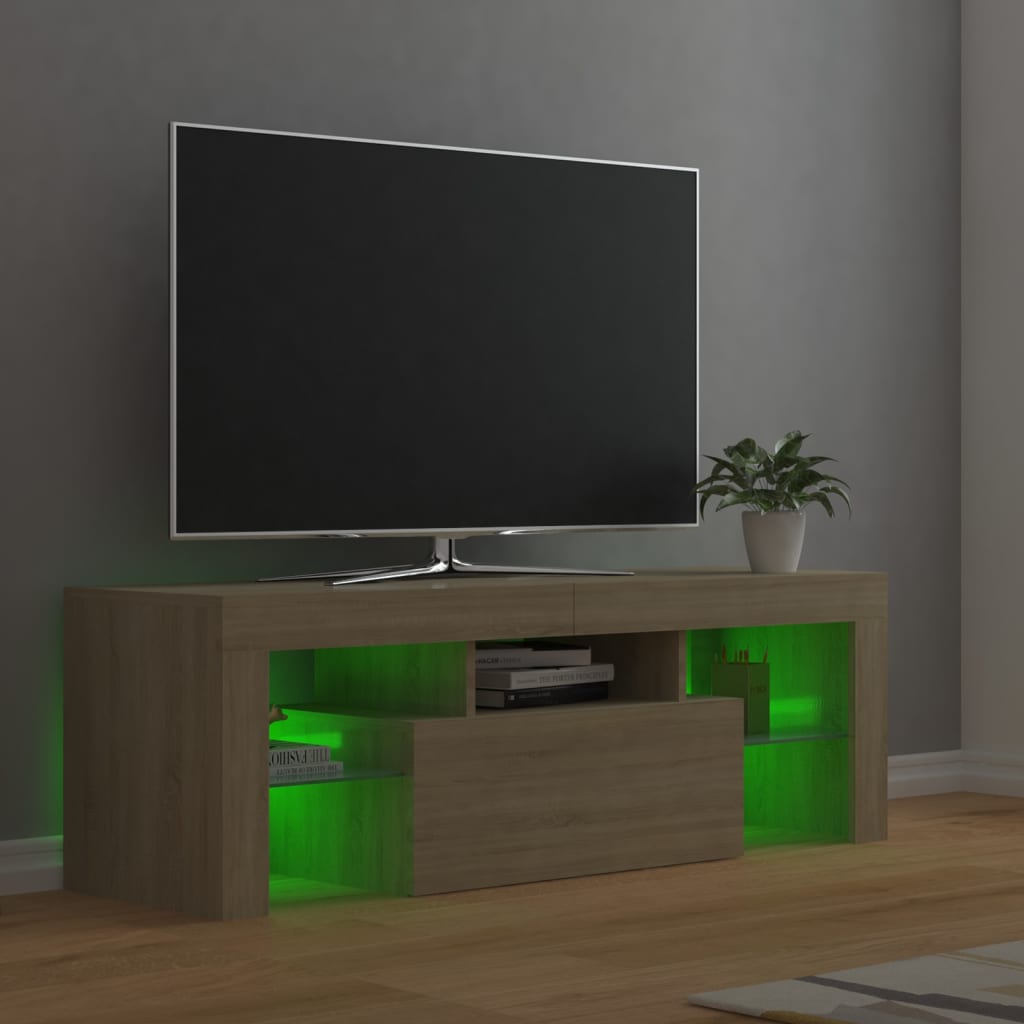 Meuble TV avec lumières LED chêne sonoma 120x35x40 cm Meubles TV vidaXL   