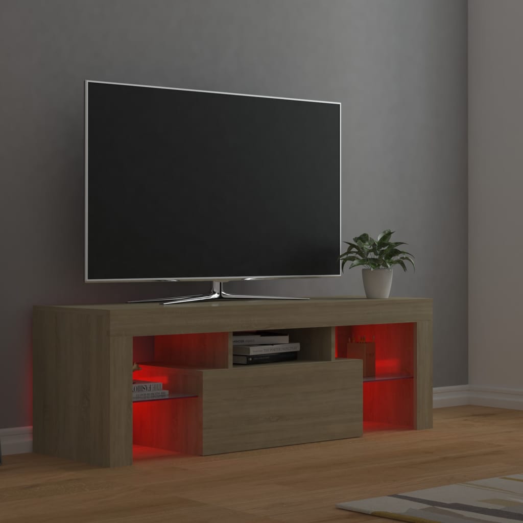 Meuble TV avec lumières LED chêne sonoma 120x35x40 cm Meubles TV vidaXL   