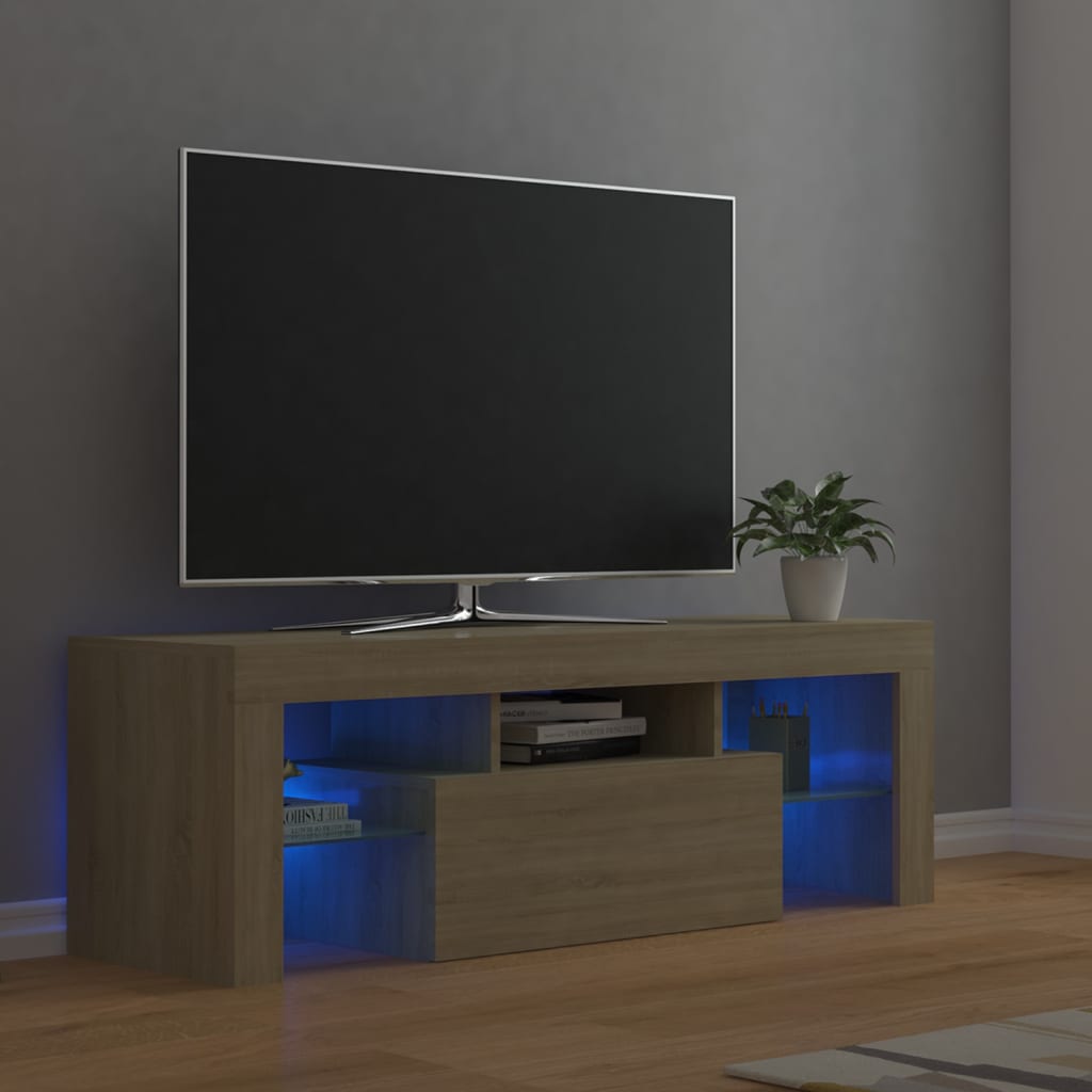 Meuble TV avec lumières LED chêne sonoma 120x35x40 cm Meubles TV vidaXL   