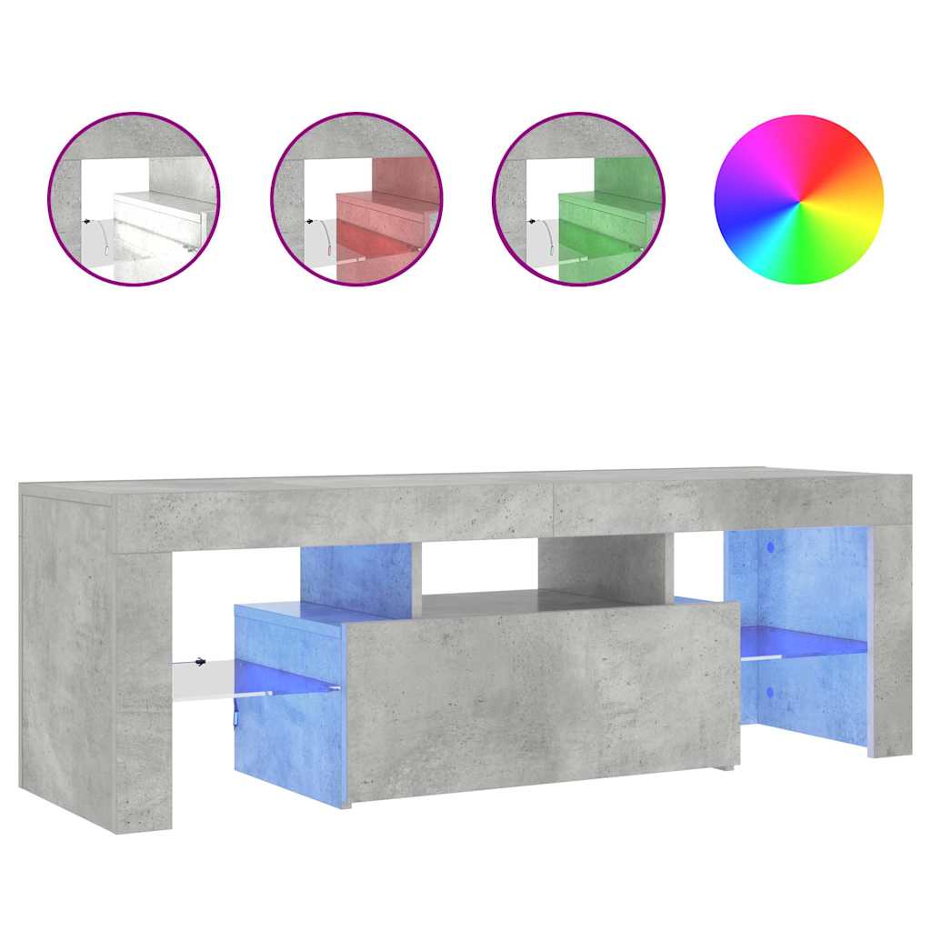 Meuble TV avec lumières LED gris béton 120x35x40 cm - XIOS