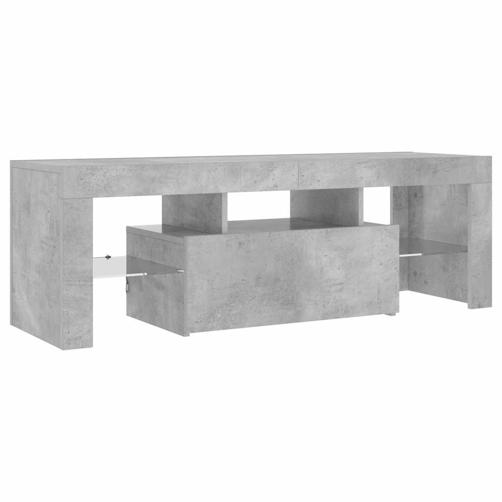 Meuble TV avec lumières LED gris béton 120x35x40 cm - XIOS