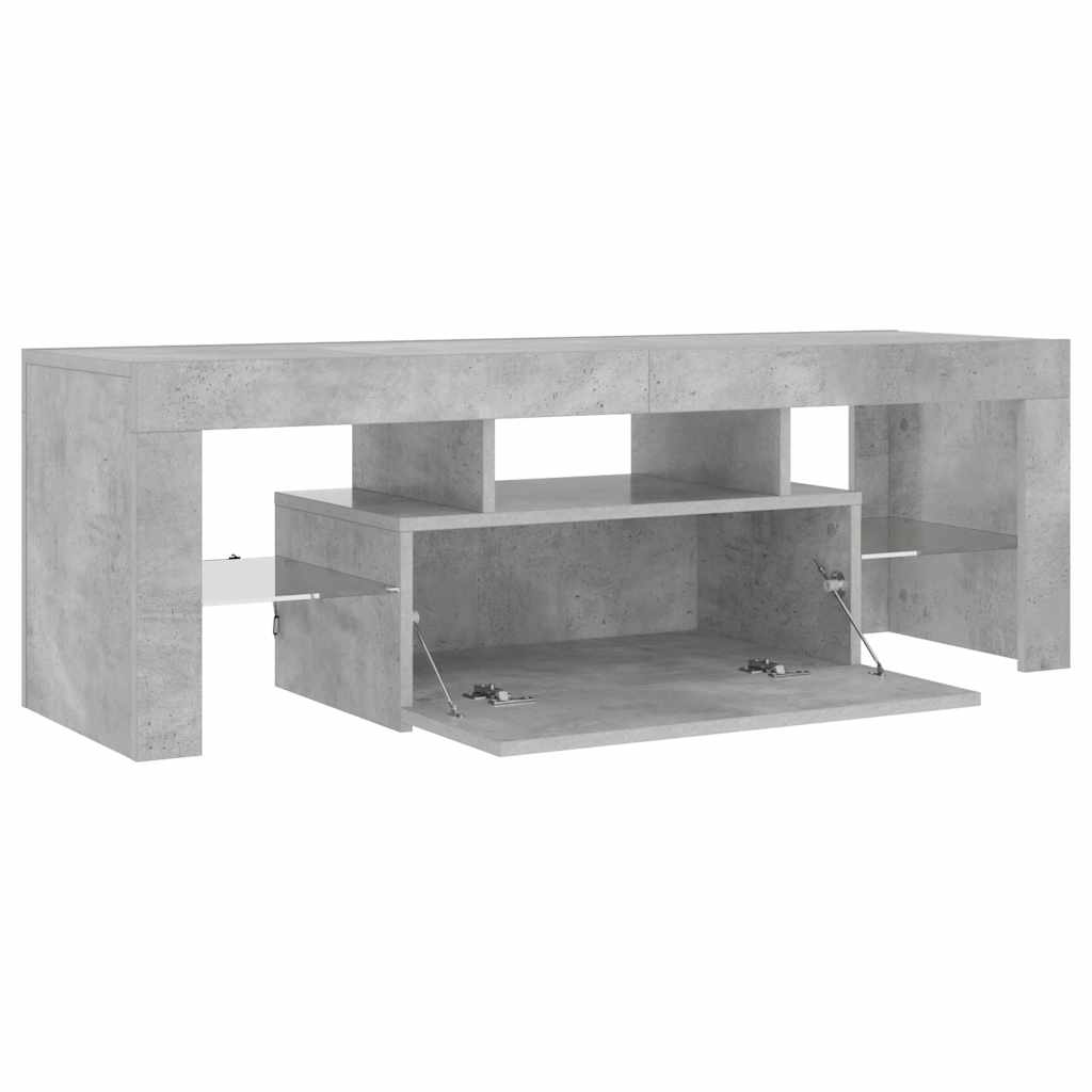 Meuble TV avec lumières LED gris béton 120x35x40 cm - XIOS