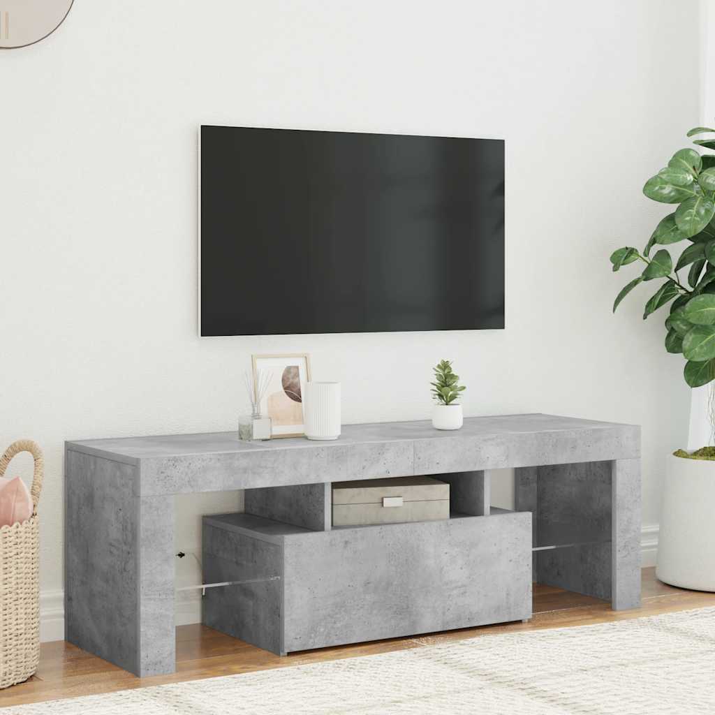 Meuble TV avec lumières LED gris béton 120x35x40 cm - XIOS