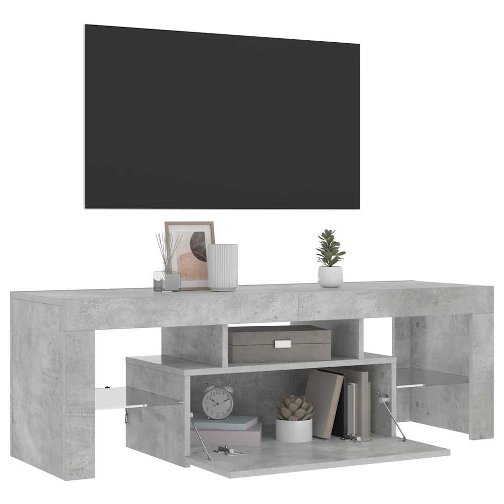 Meuble TV avec lumières LED gris béton 120x35x40 cm - XIOS