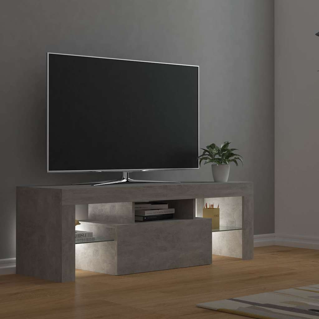 Meuble TV avec lumières LED gris béton 120x35x40 cm - XIOS