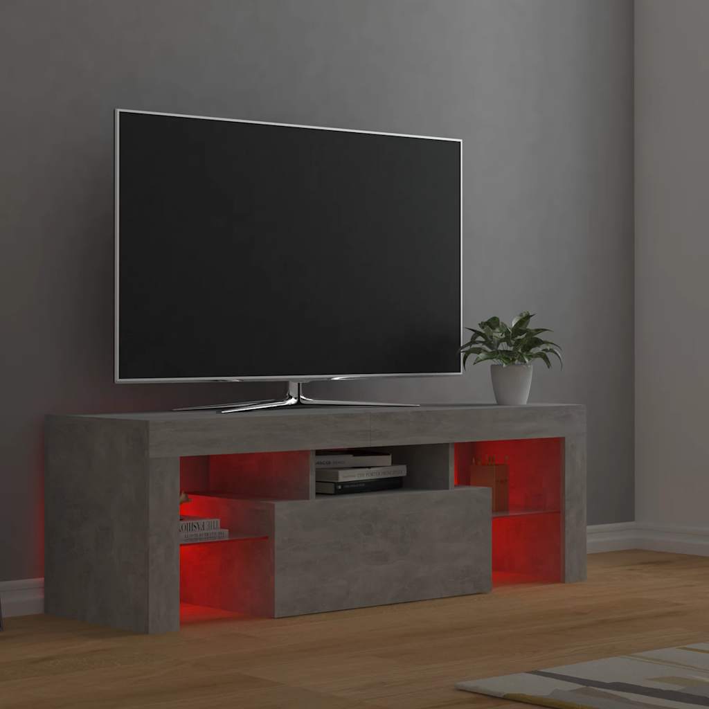 Meuble TV avec lumières LED gris béton 120x35x40 cm - XIOS