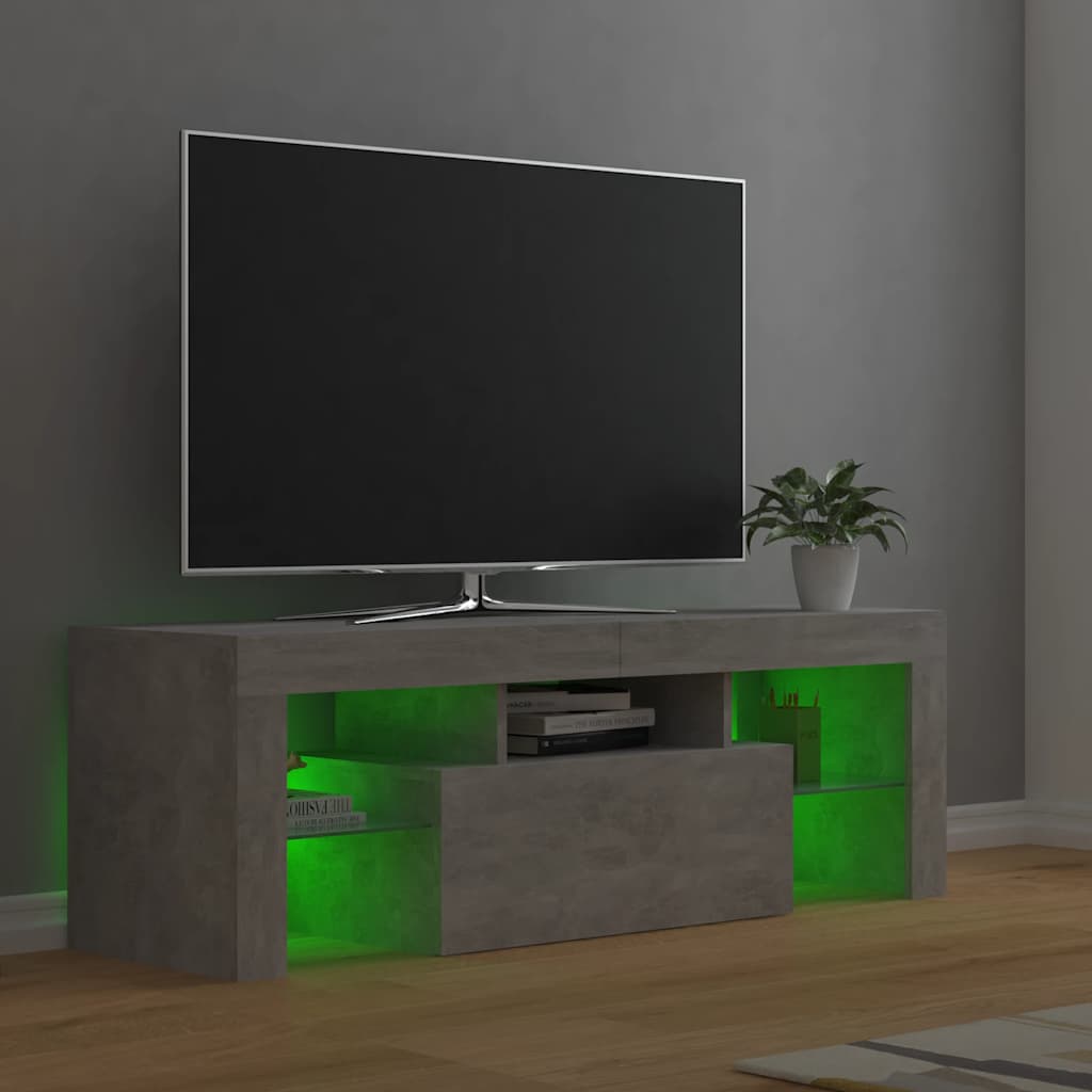 Meuble TV avec lumières LED gris béton 120x35x40 cm - XIOS