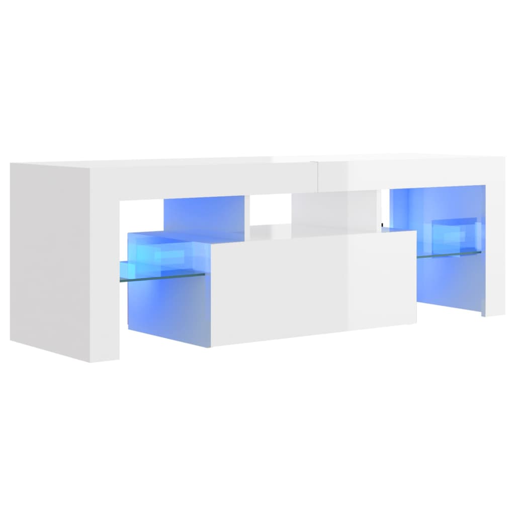 Meuble TV avec lumières LED blanc brillant 120x35x40 cm Meubles TV vidaXL   