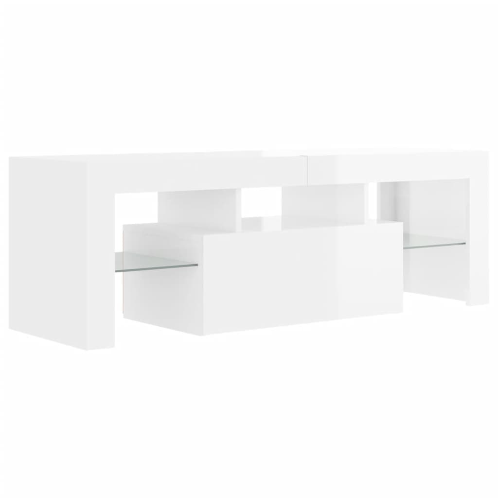 Meuble TV avec lumières LED blanc brillant 120x35x40 cm Meubles TV vidaXL   