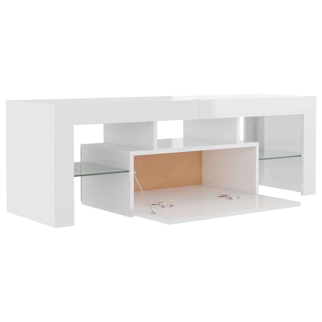 Meuble TV avec lumières LED blanc brillant 120x35x40 cm Meubles TV vidaXL   