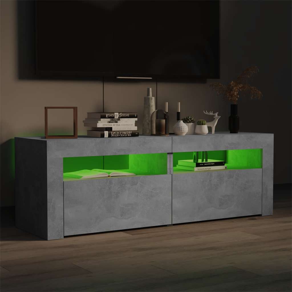 Meuble TV avec lumières LED gris béton 120x35x40 cm - XIOS