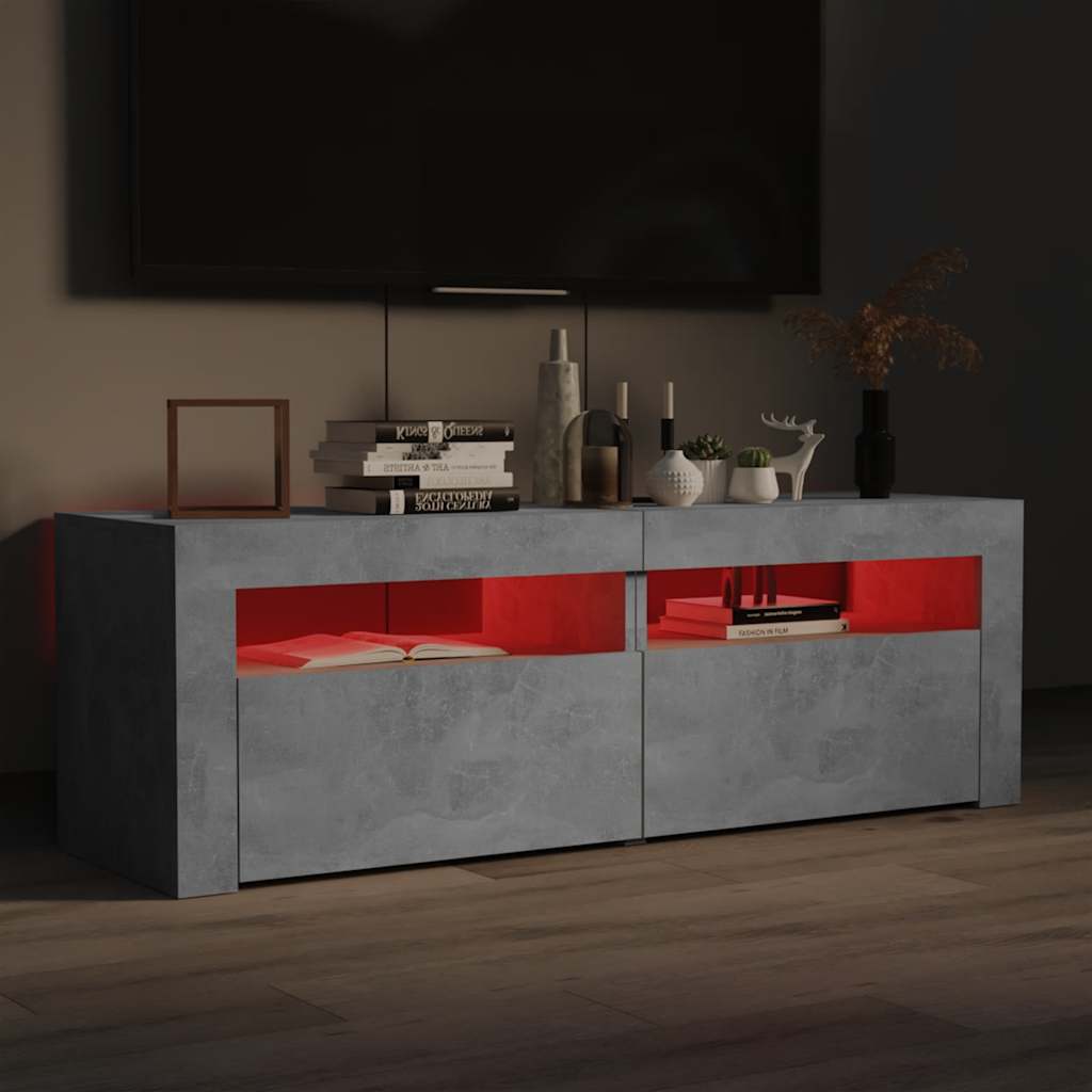 Meuble TV avec lumières LED gris béton 120x35x40 cm - XIOS