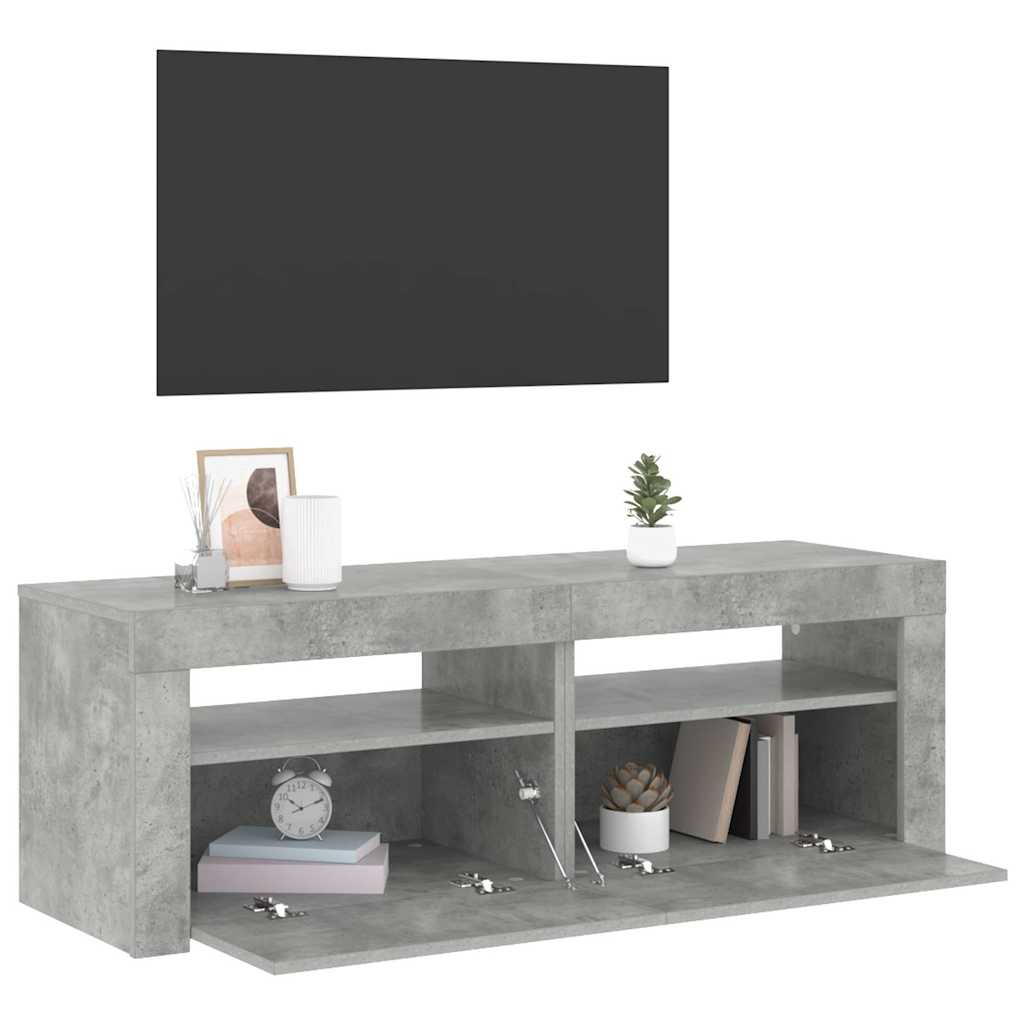 Meuble TV avec lumières LED gris béton 120x35x40 cm - XIOS