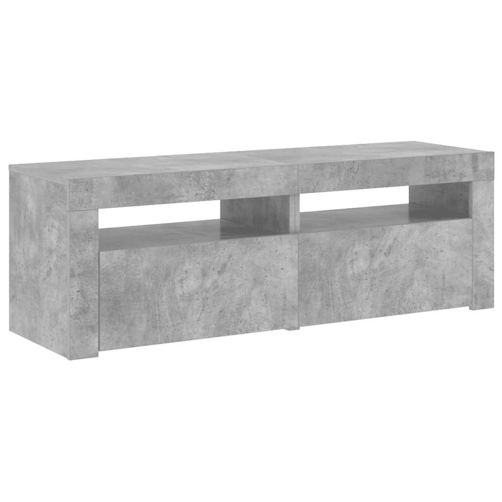 Meuble TV avec lumières LED gris béton 120x35x40 cm - XIOS
