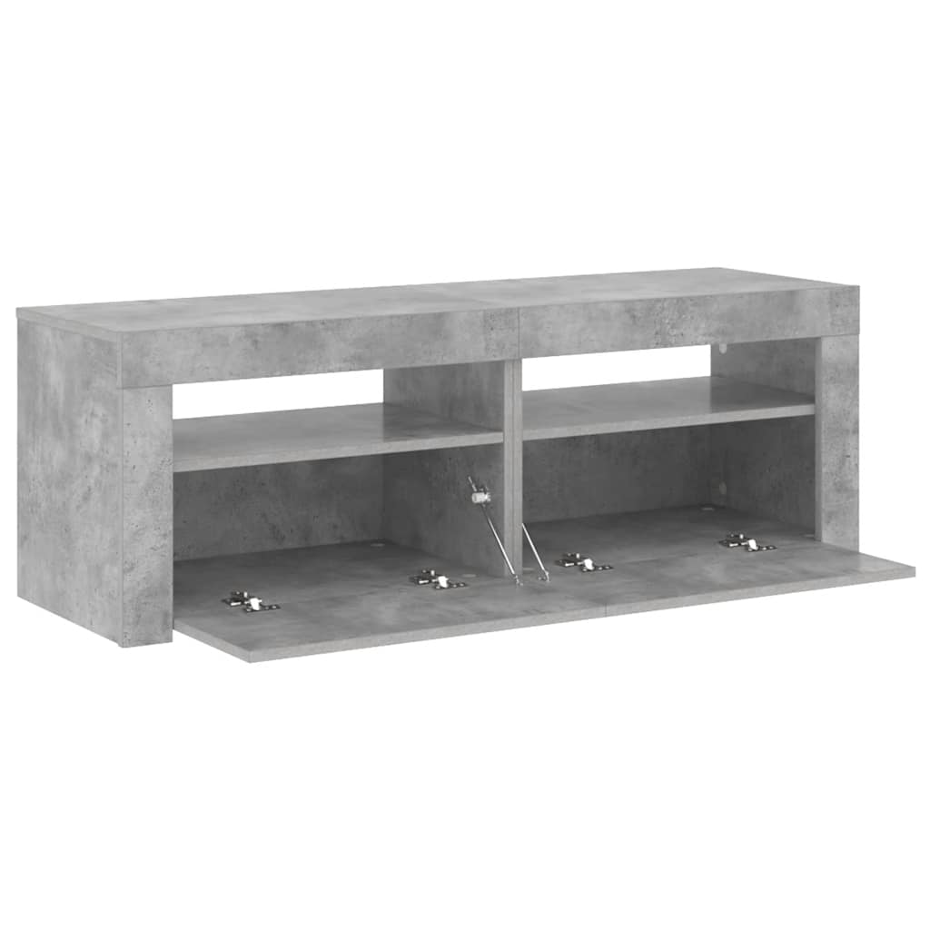 Meuble TV avec lumières LED gris béton 120x35x40 cm - XIOS