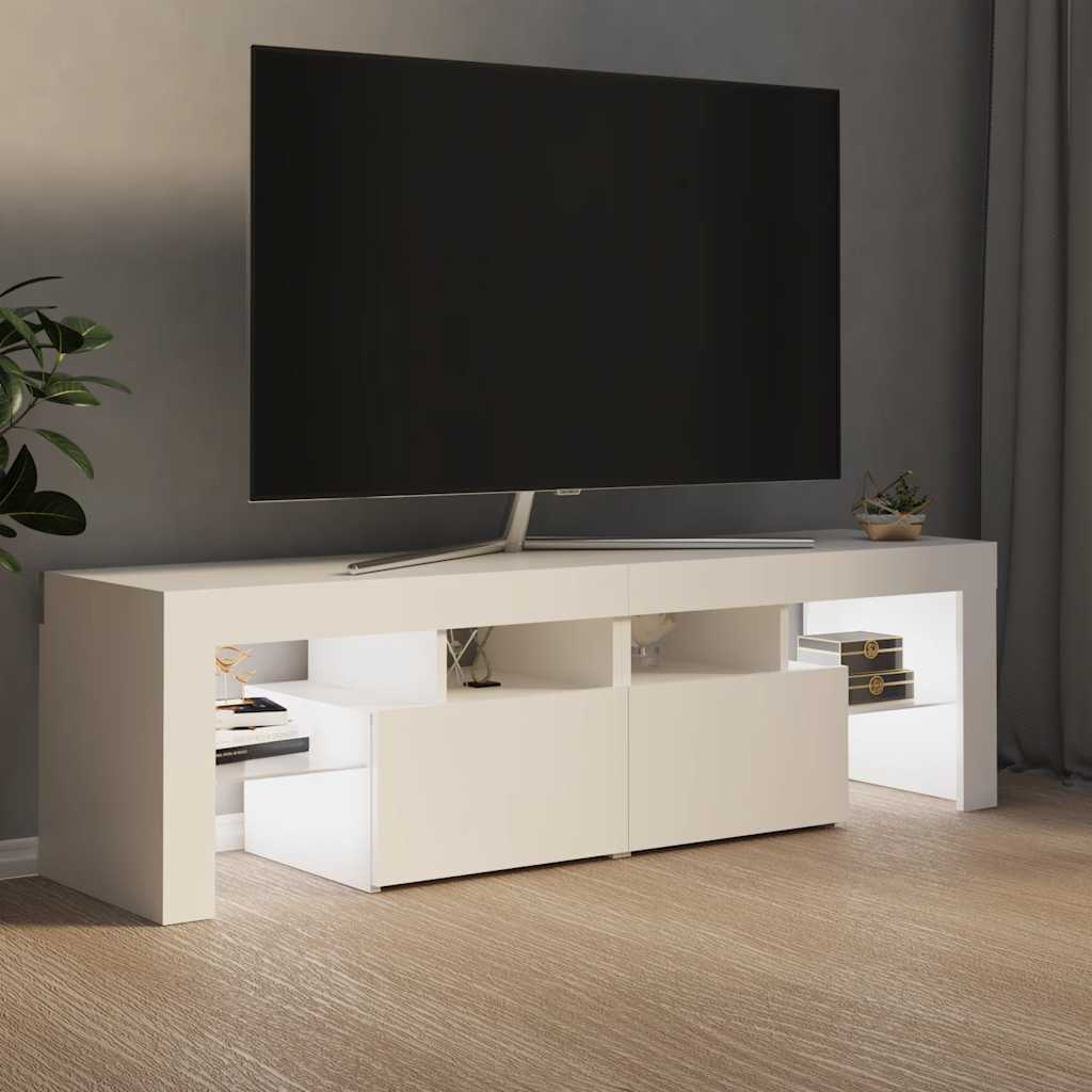 Meuble TV avec lumières LED Blanc 140x36,5x40 cm - XIOS