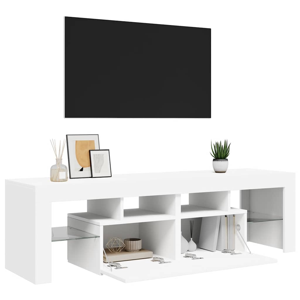 Meuble TV avec lumières LED Blanc 140x36,5x40 cm - XIOS