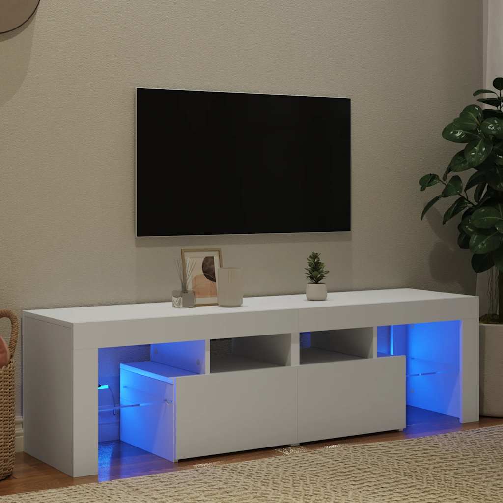 Meuble TV avec lumières LED Blanc 140x36,5x40 cm - XIOS
