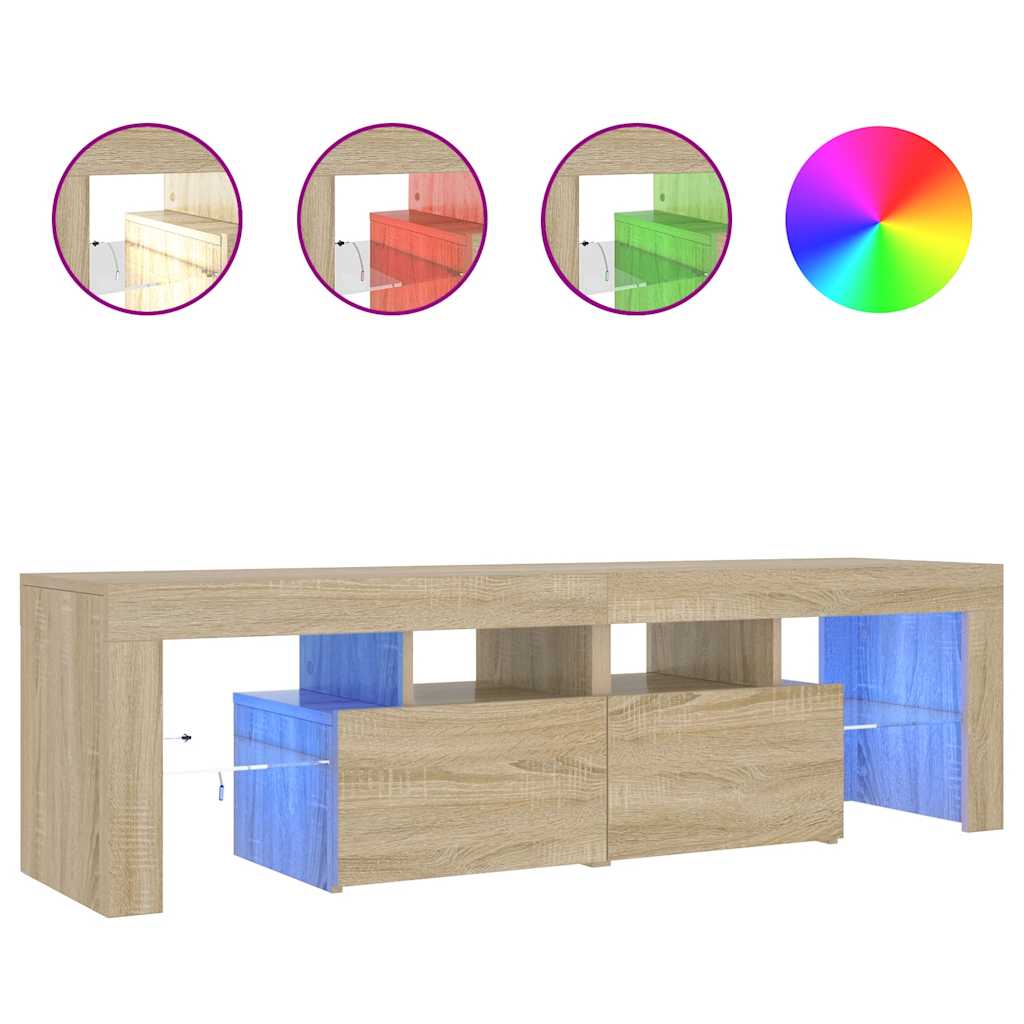 Meuble TV avec lumières LED Chêne sonoma 140x36,5x40 cm - XIOS