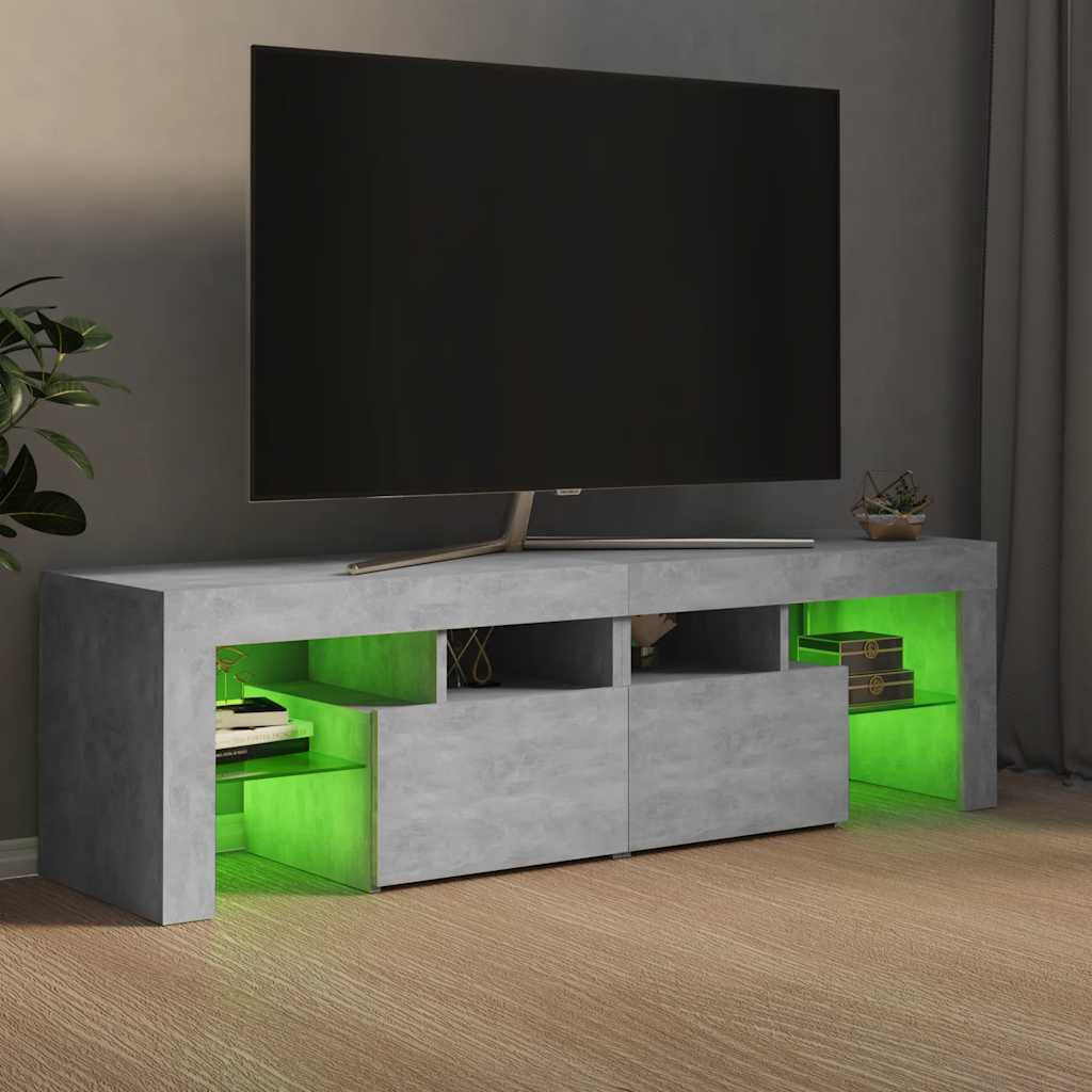 Meuble TV avec lumières LED Gris béton 140x36,5x40 cm - XIOS