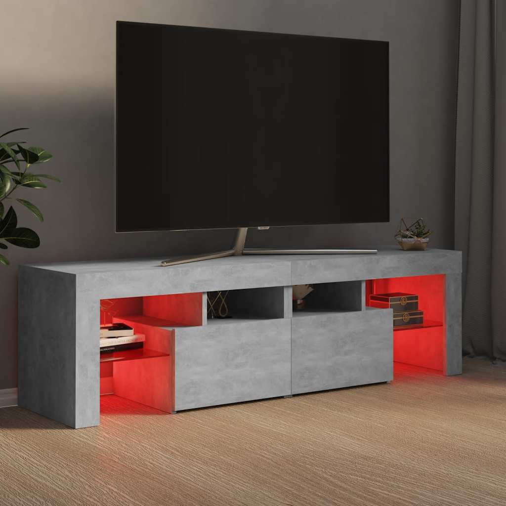 Meuble TV avec lumières LED Gris béton 140x36,5x40 cm - XIOS