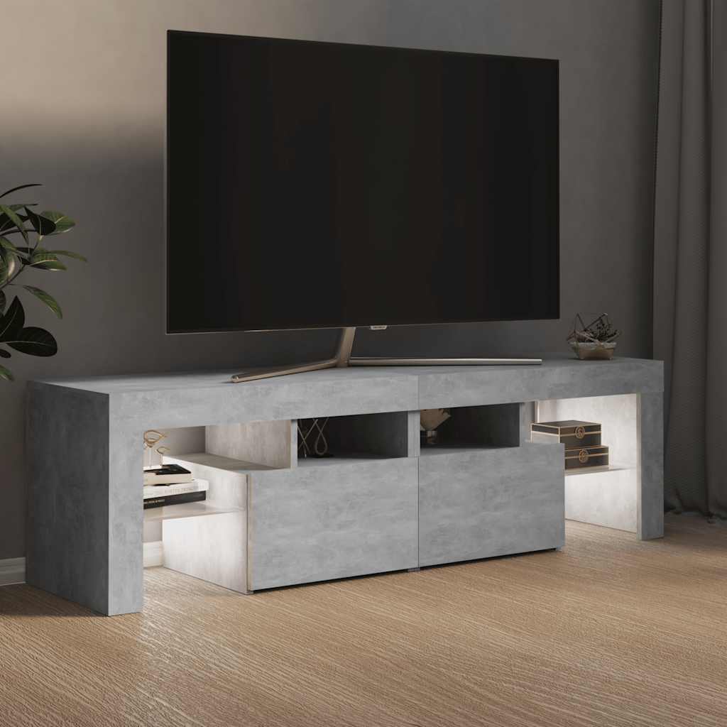Meuble TV avec lumières LED Gris béton 140x36,5x40 cm - XIOS