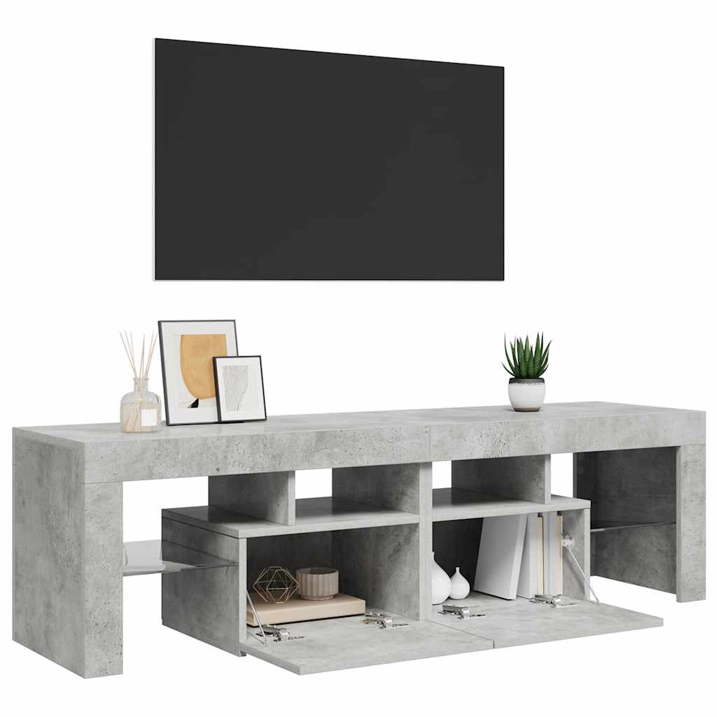 Meuble TV avec lumières LED Gris béton 140x36,5x40 cm - XIOS