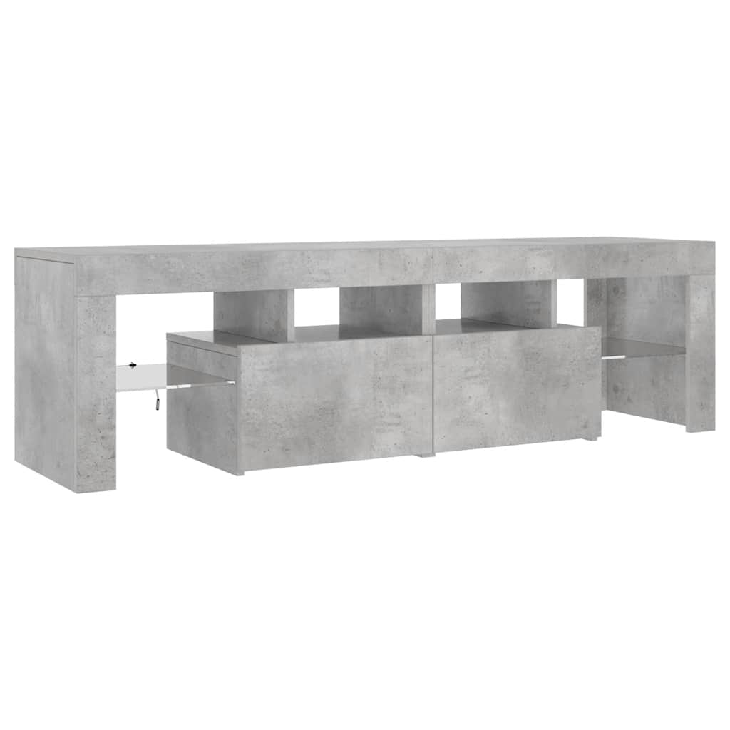 Meuble TV avec lumières LED Gris béton 140x36,5x40 cm - XIOS