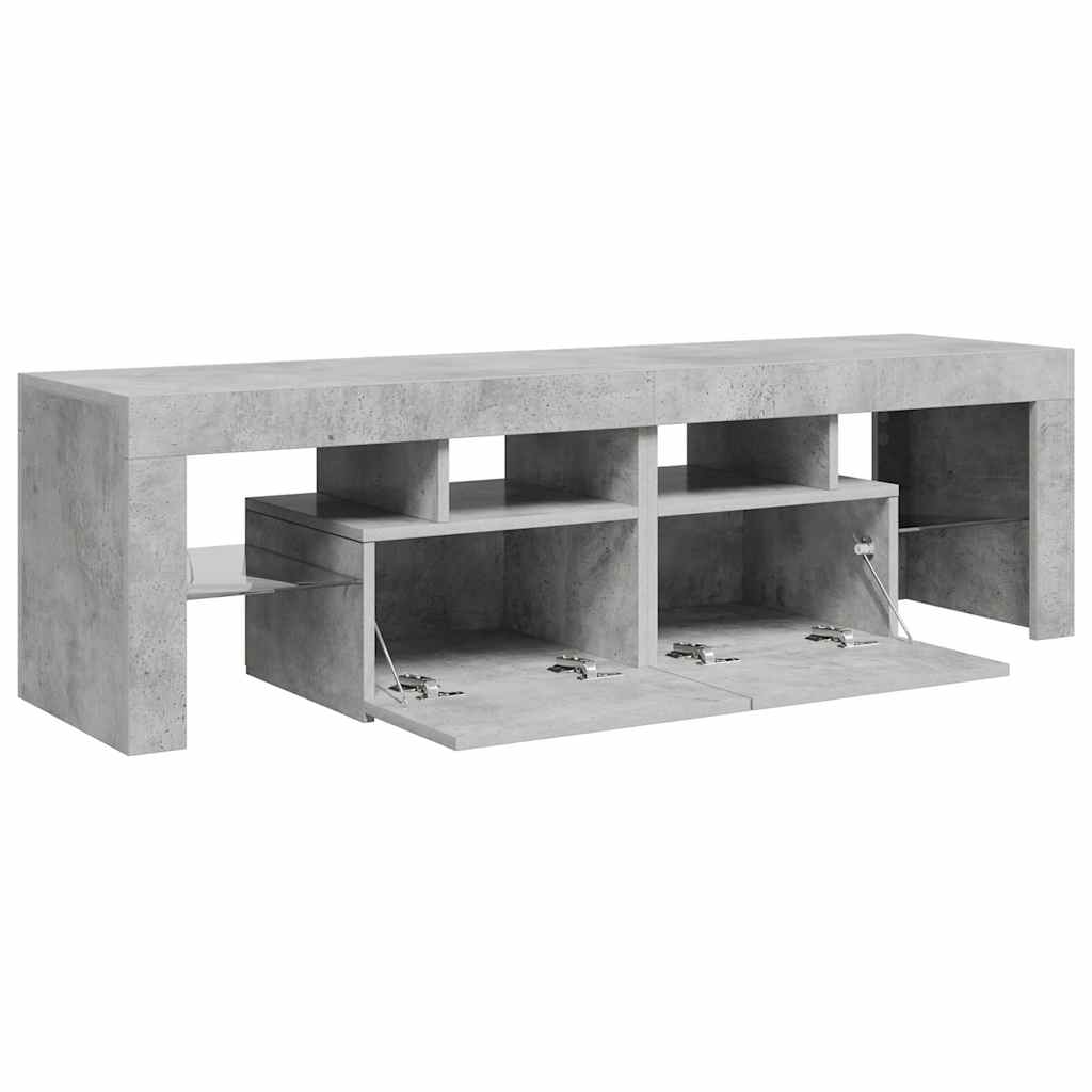 Meuble TV avec lumières LED Gris béton 140x36,5x40 cm - XIOS