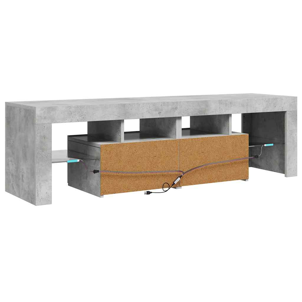 Meuble TV avec lumières LED Gris béton 140x36,5x40 cm - XIOS