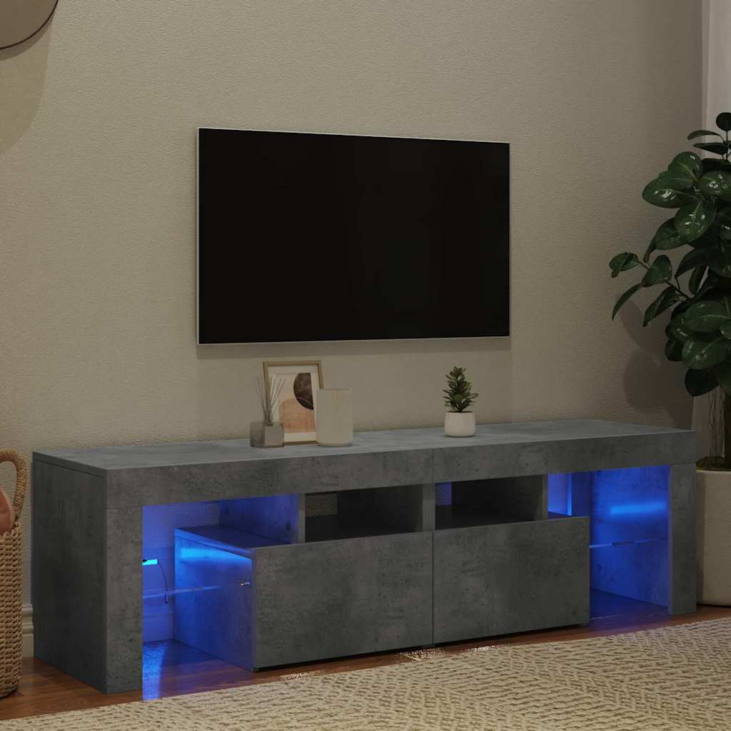 Meuble TV avec lumières LED Gris béton 140x36,5x40 cm - XIOS